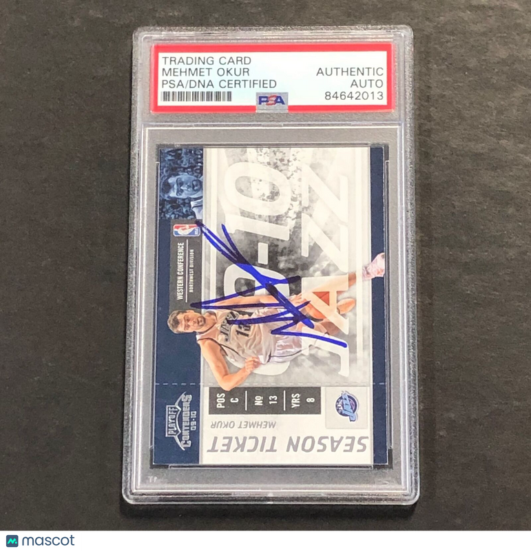 2009-10 Panini Playoff Contenders #67 Mehmet Okur Signed Card AUTO PSA Slabbed J