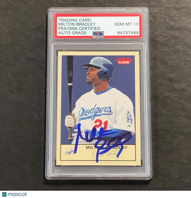 2005 Fleer Baseball #25 Milton Bradley Signed Card PSA Slabbed Dodgers