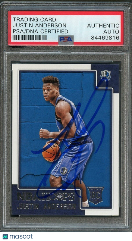 2015-16 NBA Hoops #290 Justin Anderson Signed Card AUTO PSA Slabbed RC Mavericks