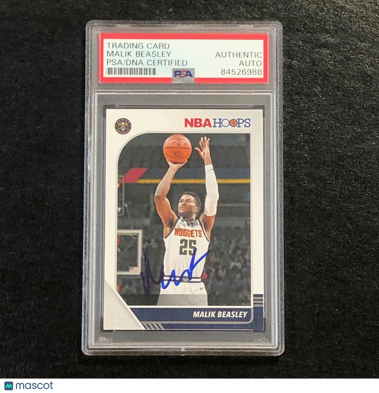 2019-20 NBA Hoops #49 Malik Beasley Signed Card AUTO PSA/DNA Slabbed Nuggets