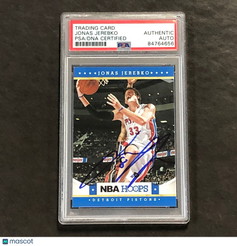 2012-13 NBA Hoops #91 Jonas Jerebko Signed Card Auto PSA Slabbed Pistons