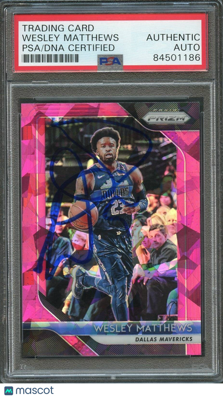 2018-19 Prizm Pink Cracked Ice #290 Wesley Matthews Signed Card AUTO PSA Slabbed