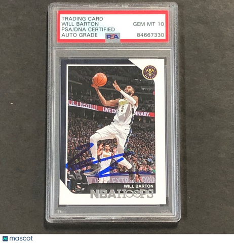 2018-19 NBA Hoops #32 Will Barton Signed Card AUTO GRADE 10 PSA Slabbed Nuggets