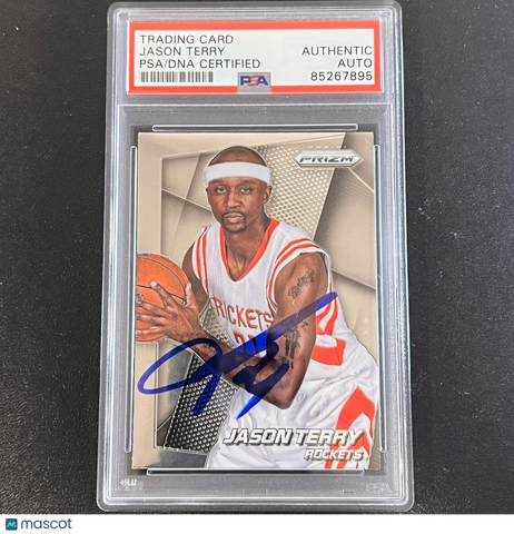 2014-15 Panini Prizm #45 Jason Terry Signed Card AUTO PSA Slabbed Rockets