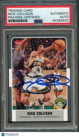 07-08 Fleer #111 Nick Collison Signed Card AUTO PSA Slabbed Sonics