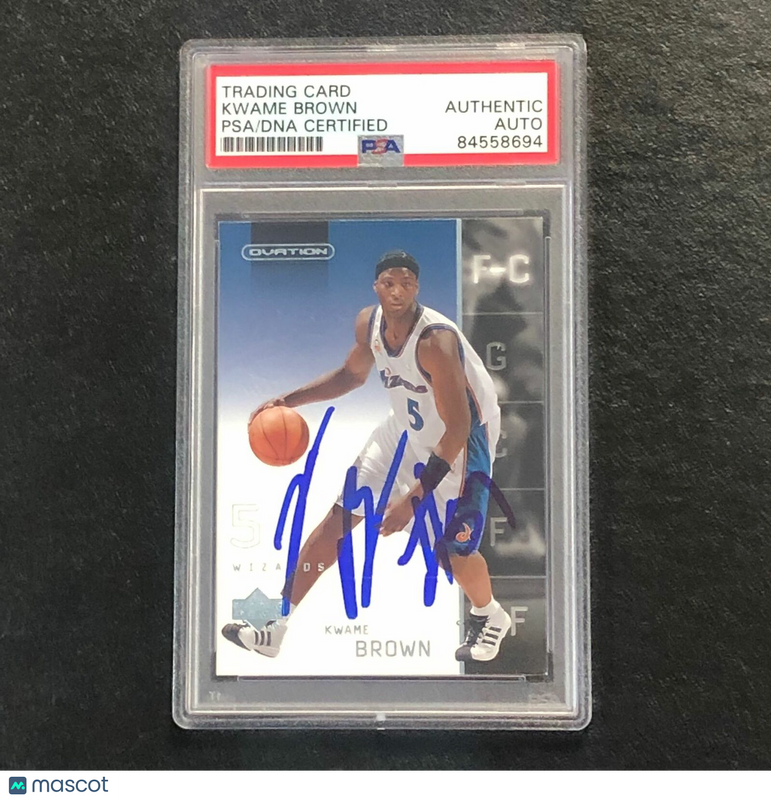 2002 Upper Deck OVATION #90 Kwame Brown Signed Card AUTO PSA Slabbed Wizards