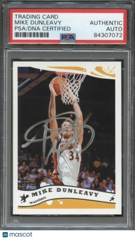 2005 TOPPS #39 MIKE DUNLEAVY Signed Card AUTO PSA Slabbed