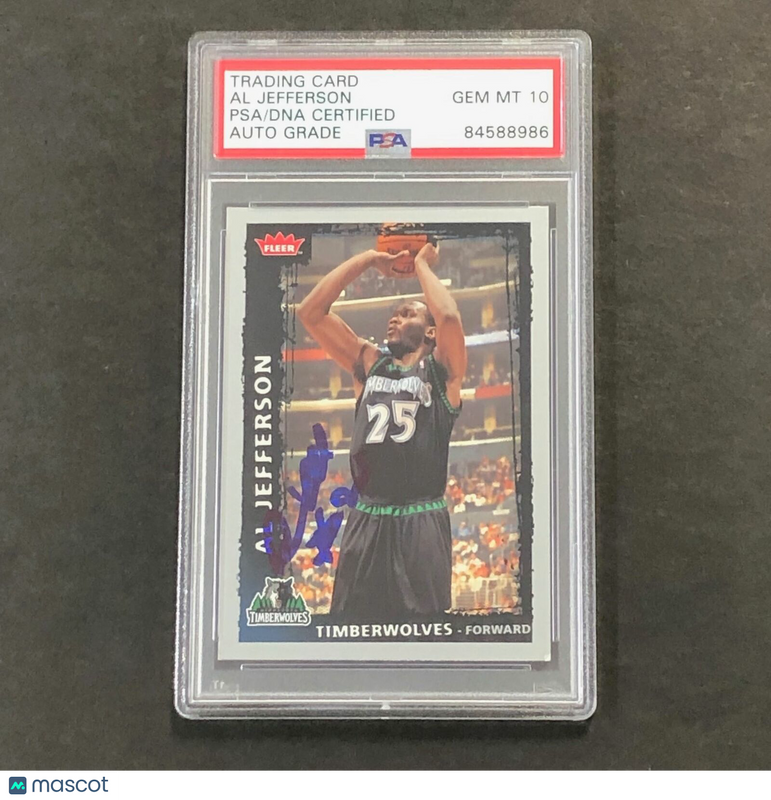2008-09 Fleer #185 Al Jefferson Signed Card AUTO 10 PSA Slabbed Timberwolves