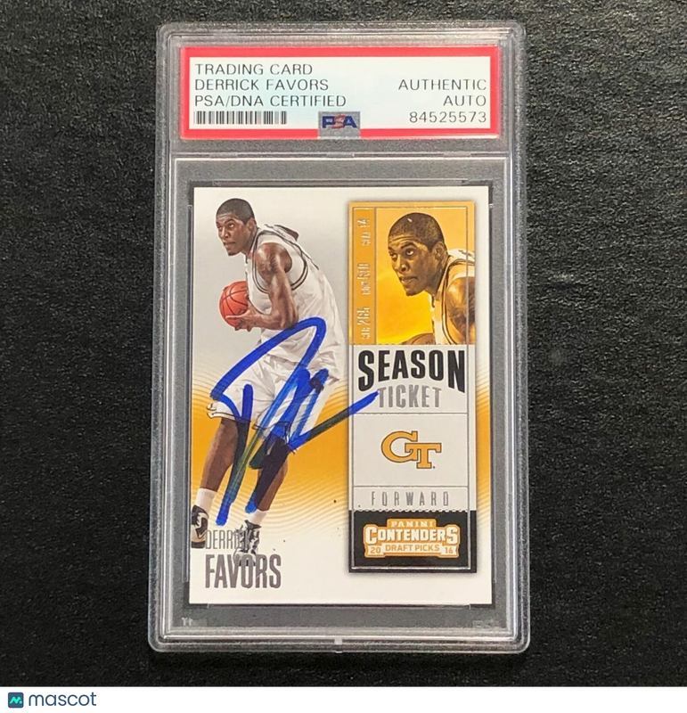 2015-16 Contenders Draft Picks #27 Derrick Favors Signed Card AUTO PSA Slabbed G