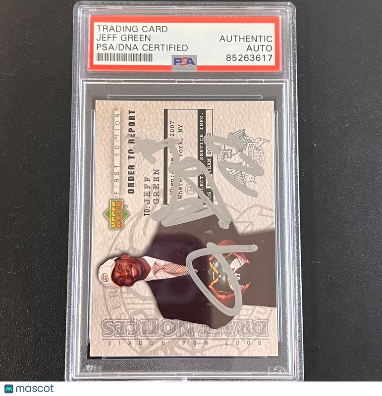 2007 Upper Deck Draft Edition #DN5 Jeff Green RC Signed Card AUTO PSA/DNA Slabbe
