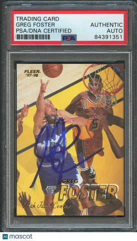 1997-98 Fleer #230 Greg Foster Signed Card AUTO PSA Slabbed Jazz
