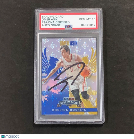 2013-14 Panini Crusade #80 Omer Asik Signed Card AUTO 10 PSA/DNA Slabbed Rockets