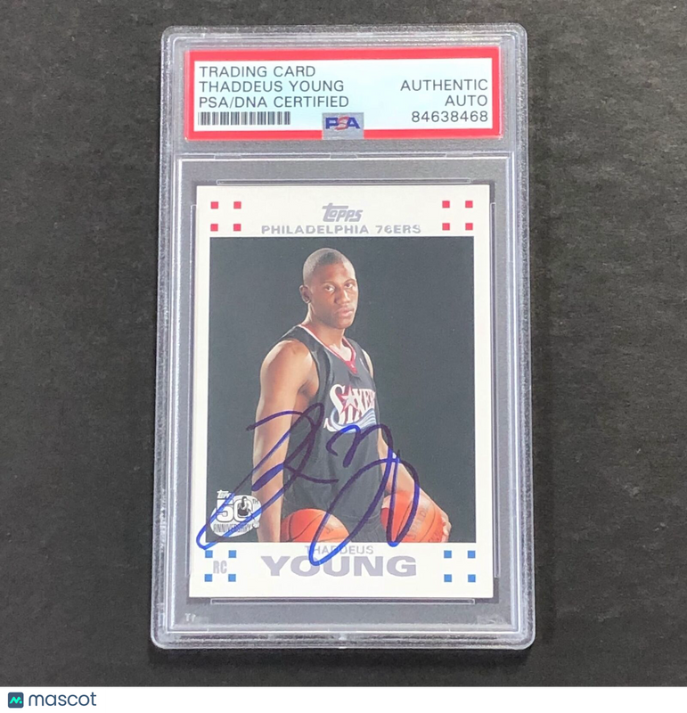 2007-08 Topps #12 Thaddeus Young Signed Card AUTO PSA Slabbed RC