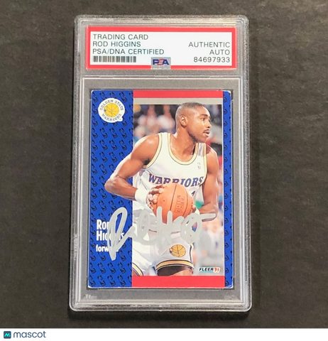 1991 Fleer #66 Rod Higgins Signed Card AUTO PSA Slabbed Warriors