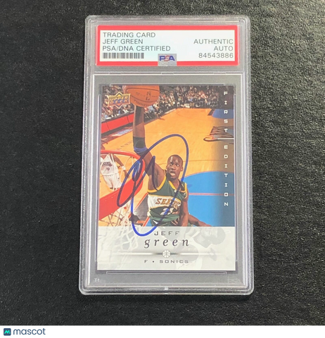 2008-09 Upper Deck First Edition #176 Jeff Green Signed Card AUTO PSA/DNA Slabbe