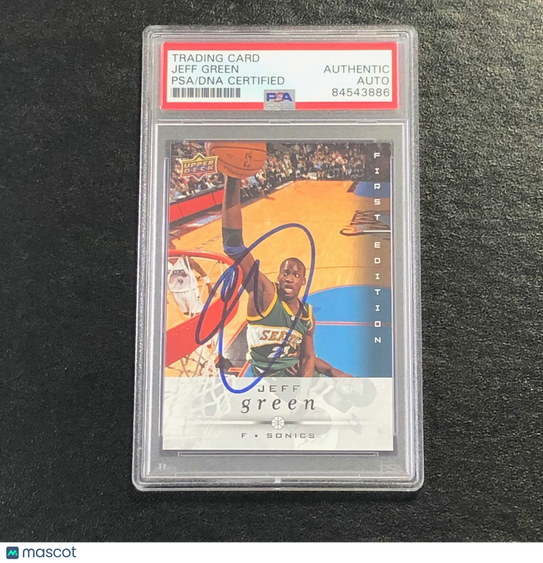 2008-09 Upper Deck First Edition #176 Jeff Green Signed Card AUTO PSA/DNA Slabbe