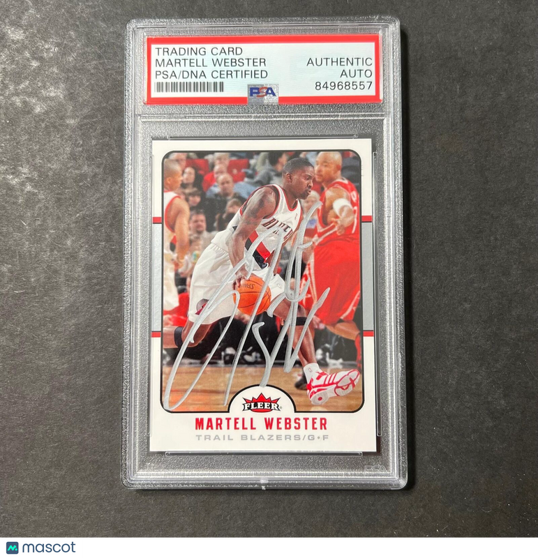 2006-07 Topps Finest #163 Martell Webster Signed Card AUTO PSA Slabbed Trail Bla