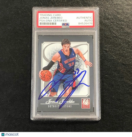 2012-13 Elite Basketball #88 Jonas Jerebko Signed Card AUTO PSA Slabbed Pistons