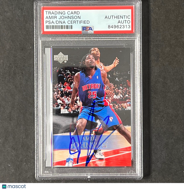 2007-08 Upper Deck #126  Amir Johnson Signed Card AUTO PSA Slabbed Pistons