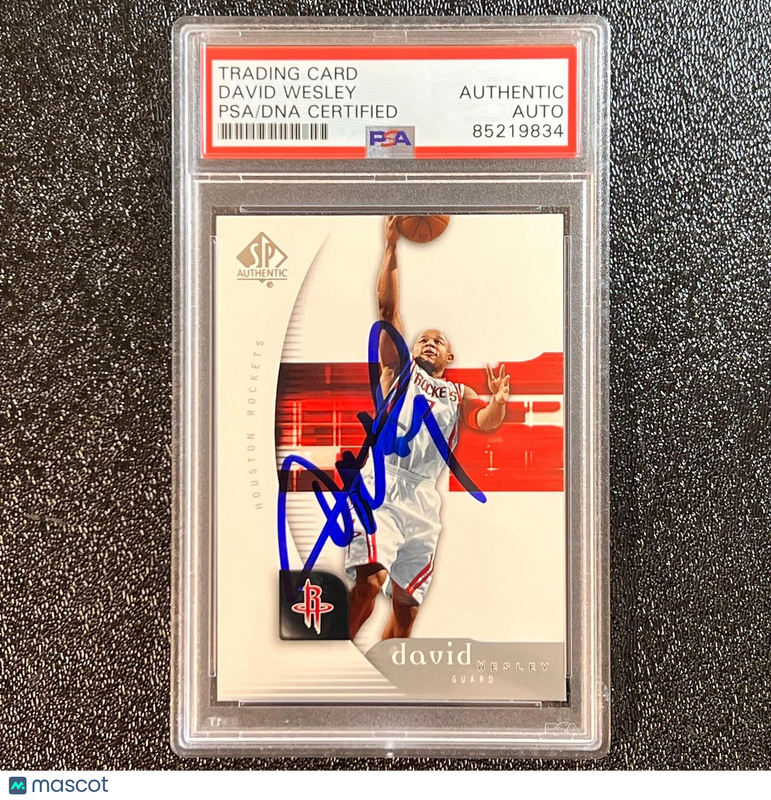 2005-06 Upper Deck #28 David Wesley Signed Card AUTO PSA Slabbed Rockets