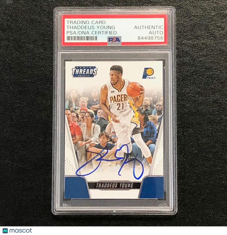 2016-17 Panini Threads #44 Thaddeus Young Signed Card AUTO PSA Slabbed Pacers