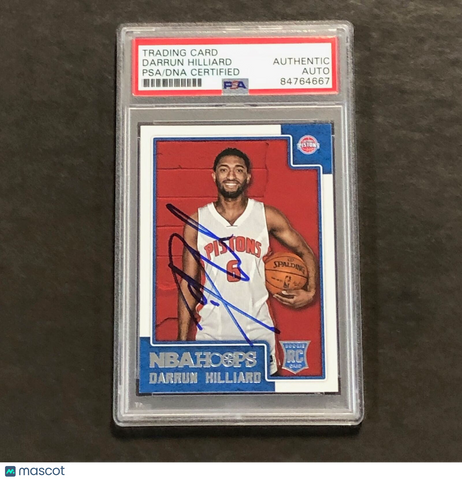 2015-16 NBA Hoops #297 Darrun Hilliard Signed Card AUTO PSA Slabbed RC Pistons