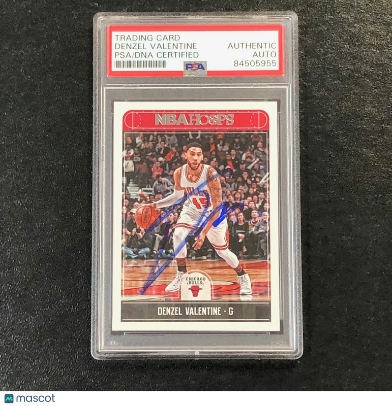 2017-18 NBA Hoops #21 Denzel Valentine Signed Card AUTO PSA Slabbed Bulls