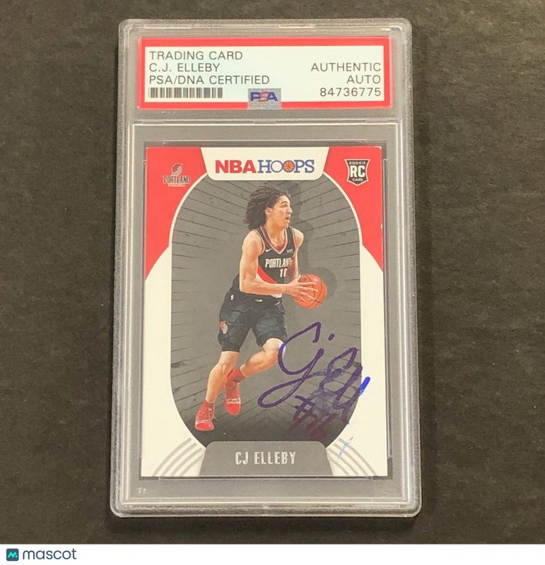 2020-21 NBA Hoops #250 CJ ELLEBY Signed Card AUTO PSA Slabbed RC Trail Blazers