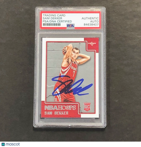 2015-16 NBA Hoops #296 Sam Dekker Signed Card PSA Slabbed RC Rockets