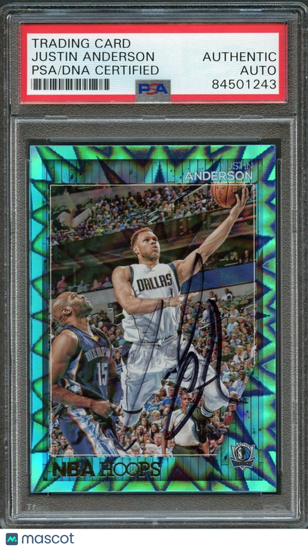 2016-17 NBA Hoops #81 Justin Anderson Signed Card AUTO PSA Slabbed Mavericks