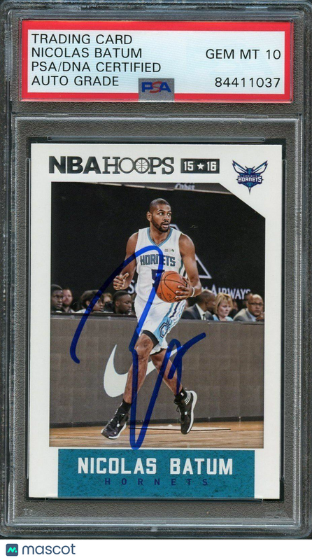 2015-16 NBA Hoops #96 Nicolas Batum Signed Card AUTO 10 PSA Slabbed Hornets