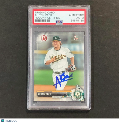 2017 BOWMAN DRAFT #BD-60 AUSTIN BECK Signed Card PSA Slabbed Auto A's