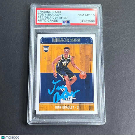 2017-18 NBA Hoops #278 Tony Bradley Signed Card AUTO PSA Slabbed RC Jazz