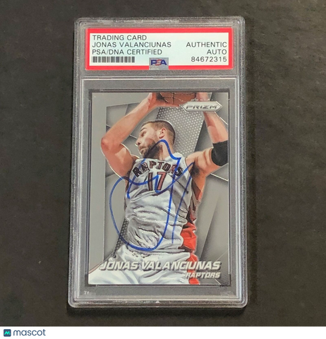 2014-15 Panini Prizm #145 Jonas Valanciunas Signed Card AUTO PSA Slabbed Toronto