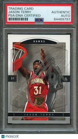 2003-04 Skybox Limited Edition #1 Jason Terry Signed Card AUTO PSA Slabbed Hawks