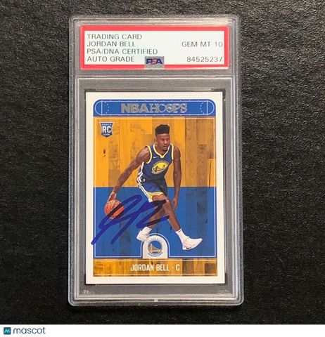 2017 NBA Hoops #288 Jordan Bell Signed Card AUTO 10 PSA Slabbed Warriors RC