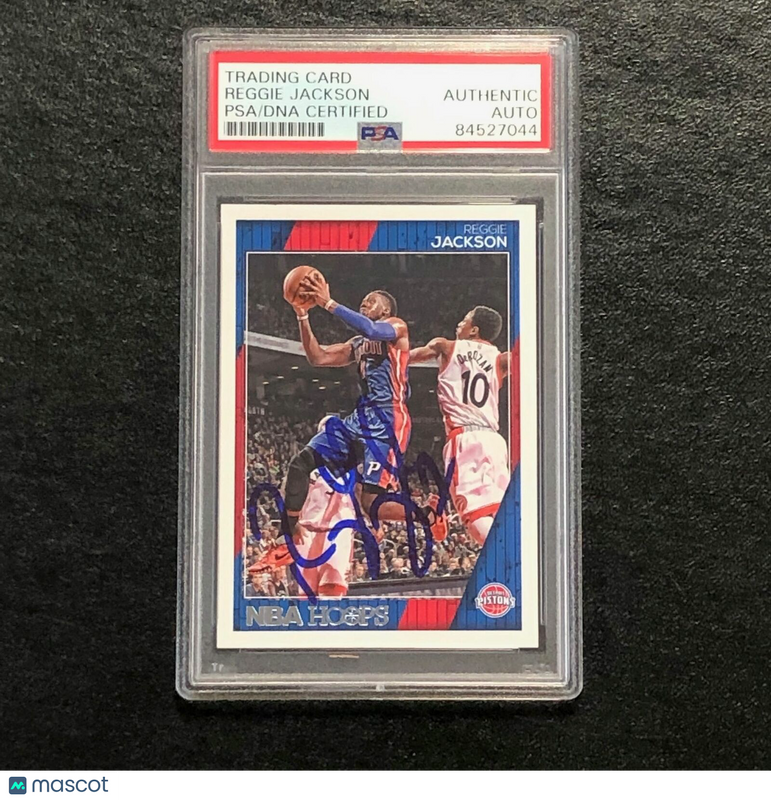 2016-17 NBA Hoops #106 Reggie Jackson Signed Card AUTO PSA Slabbed Pistons