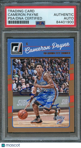 2016 Donruss #148 Cameron Payne Signed Card Auto PSA/DNA Slabbed Thunder