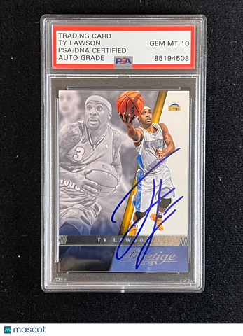 2014-15 Panini Prestige #93 Ty Lawson signed Card AUTO 10 PSA Slabbed Nuggets