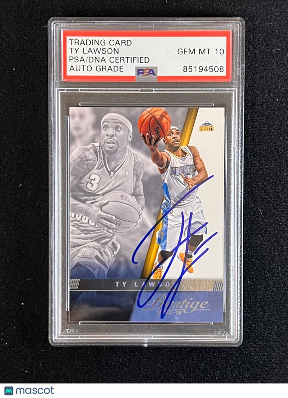 2014-15 Panini Prestige #93 Ty Lawson signed Card AUTO 10 PSA Slabbed Nuggets