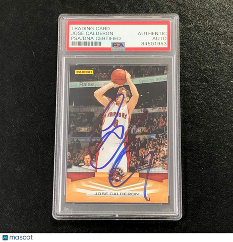 2009-10 Panini Basketball #45 Jose Calderon Signed Card AUTO PSA Slabbed Raptors