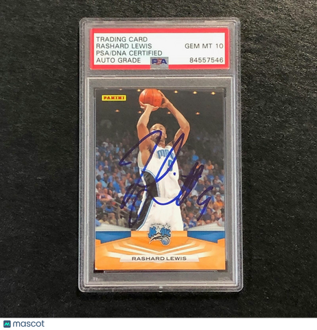 2009-10 Panini #139 Rashard Lewis Signed Card AUTO 10 PSA/DNA Slabbed Magic