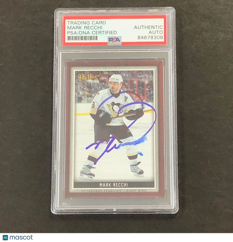 2006-07 Bee Hive Hockey #20 Mark Recchi Signed Card PSA slabbed Penguins