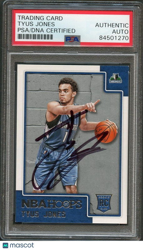 2015-16 NBA Hoops #293 Tyus Jones Signed Card AUTO PSA Slabbed RC Minnesota Timb