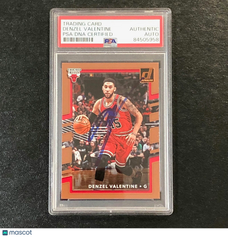 2017-18 Donruss Basketball #24 Denzel Valentine Signed Card AUTO PSA Slabbed Bul