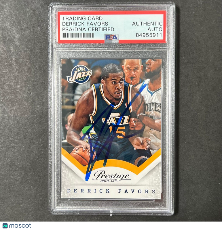 2013-14 Panini Prestige #20 Derrick Favors Signed Card AUTO PSA Slabbed Jazz