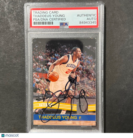 2010-11 Panini Donruss #27 Thaddeus Young Signed Card AUTO PSA Slabbed 76ers