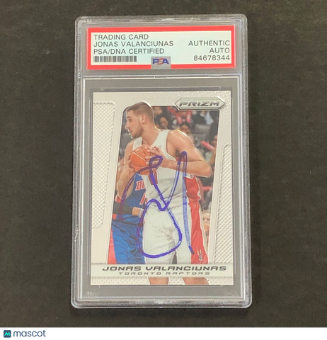 2013-14 Panini Prizm #184 Jonas Valanciunas Signed Card PSA Slabbed Raptors