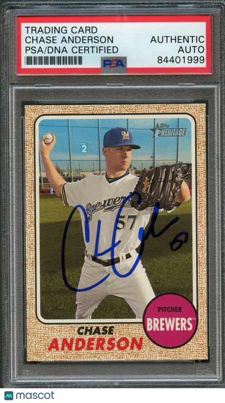 2017 Topps Heritage High Numbers #644 Chase Anderson Signed Card PSA Slabbed Aut