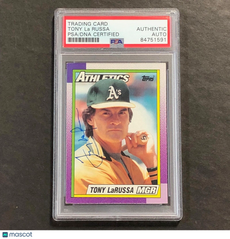 1990 Topps #639 Tony La Russa Signed Card Auto PSA Slabbed Oakland Athletics
